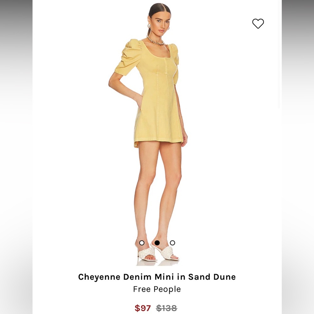 Free People Cheyenne Smocking Short Puff Sleeve Denim Mini Dress